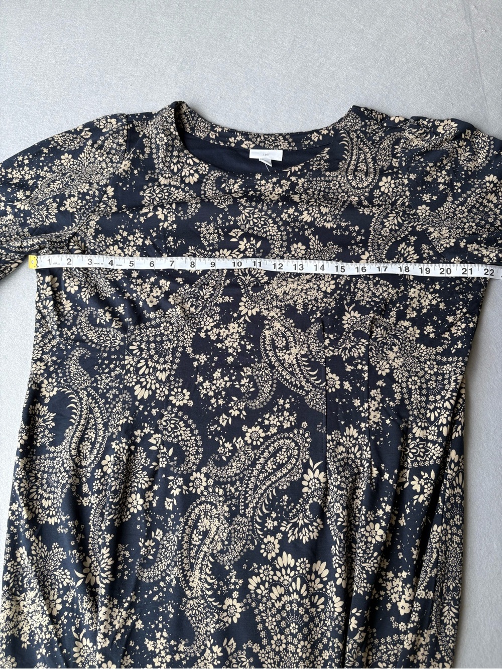 J. Jill Navy and Beige Paisley Short-Sleeve Dart-waist Knit Dress sz L NWT - Picture 10 of 12